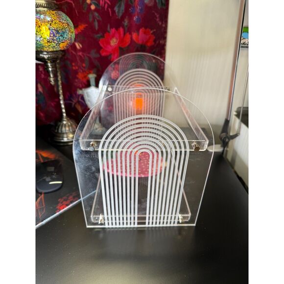 Other - Vintage Clear Rainbow 2 tier Acrylic Vanity Tray - all parts attached!